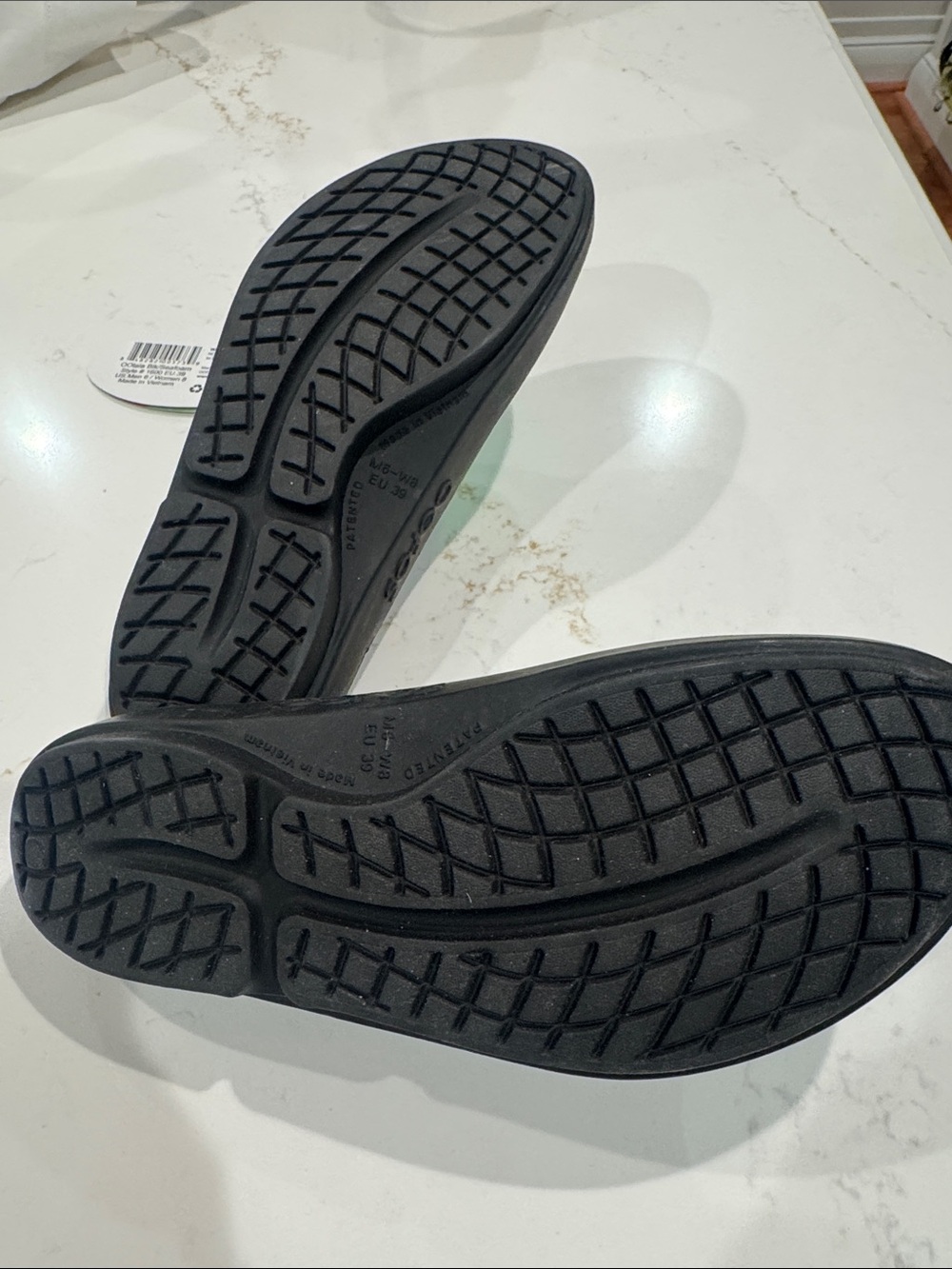 OOFOS Recovery Slide Sandals in Mint Green and Black - Picture 2 of 2